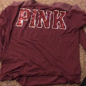 PINK Victoria secret maroon long sleeve shirt.